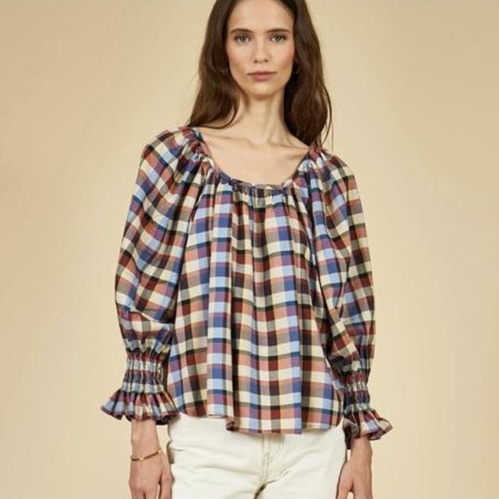 Hunter Bell Multicolor Plaid Blouse